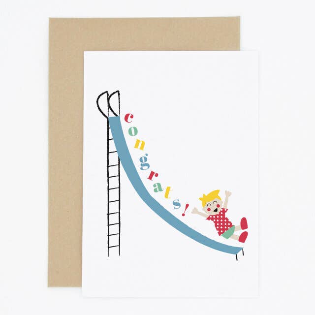 Playtime Slide Congratulations Card for wholesale by Madame Annie et Fils