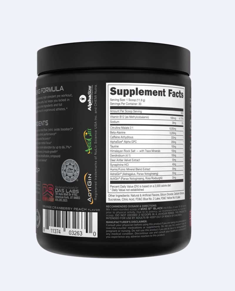 Bucked Up - Wholesale Oral Supplement/Vitamin - Woke AF Black Pre-Workout [30 Serv]5