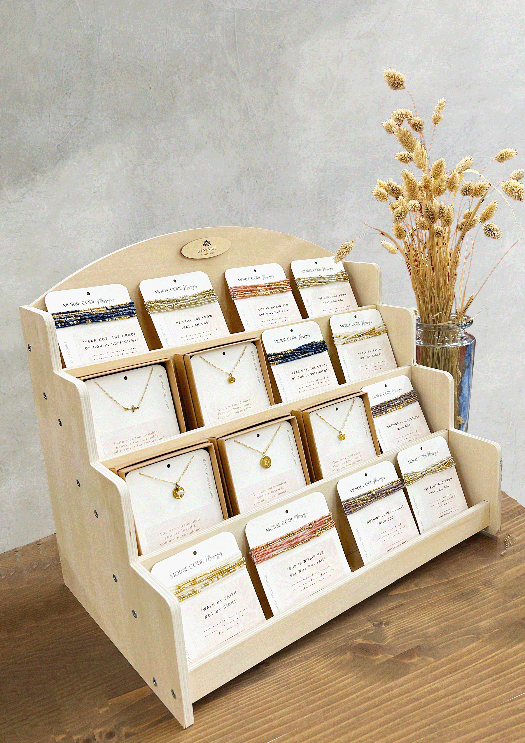 Jimani Collections - Wholesale Jewelry Stand & Display - Tiered Jimani Collections Display1