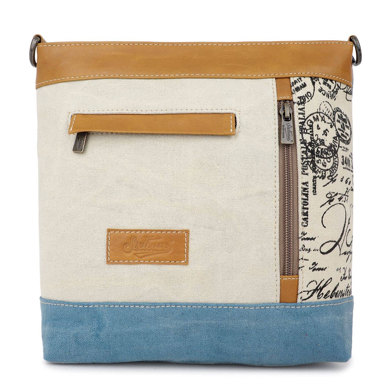 Sixtease Bags USA - Wholesale Crossbody Bag - Women's - Canvas  Leather Women's Crossbody Bag - Air Force Blue/Pearl4