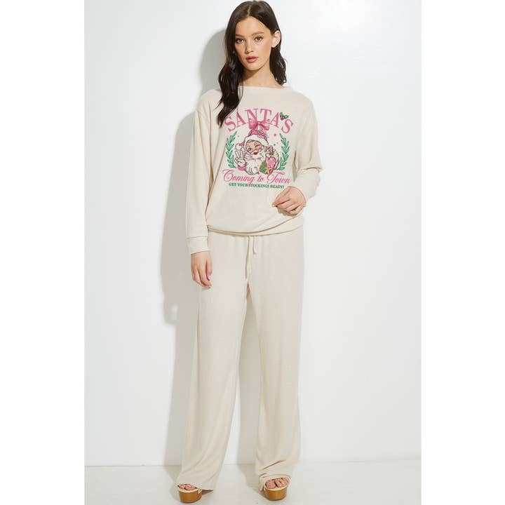 Phil Love - Wholesale Lounge Set - Women's - Santa Christmas print soft loungewear set7