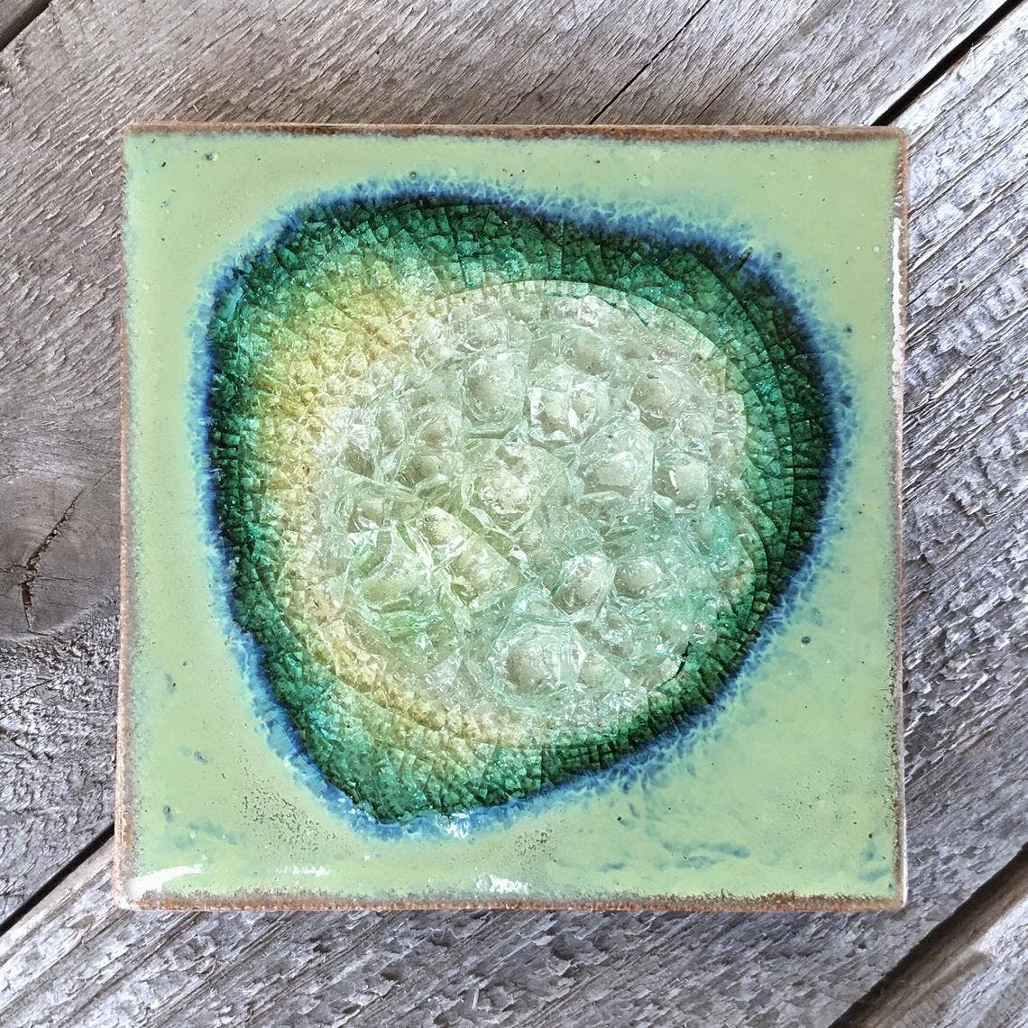 Dock 6 Pottery - Vente Sous-verre - Sous-verre Geode Crackle, individuel, 4 « x 4", verre fondu26