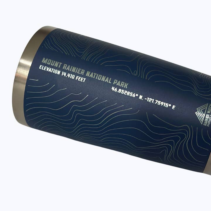 Rainier Watch Supply Co - Wholesale Insulated Mug/Tumbler - Mount Rainier National Park Topo Travel Coffee Tumbler (20oz) - Navy7