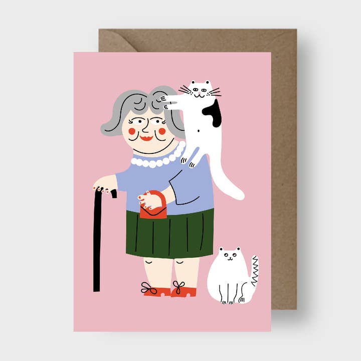 Old Cat Lady Greeting Card for wholesale by Seekprint