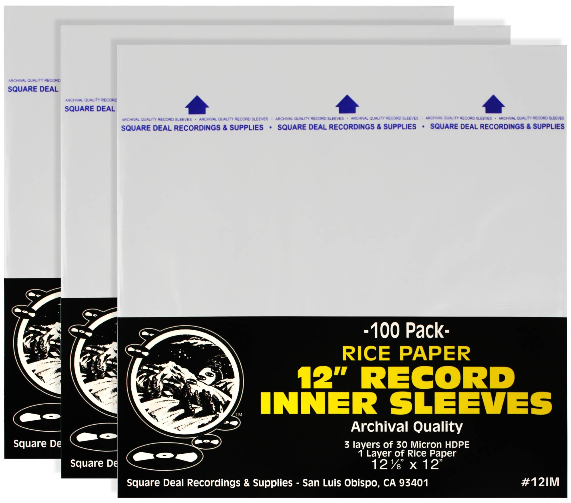 Square Deal Recordings & Supplies - Vendita all'ingrosso Accessori musicali - Buste interne in carta di riso per dischi in vinile LP da 12" per archiviazione.6