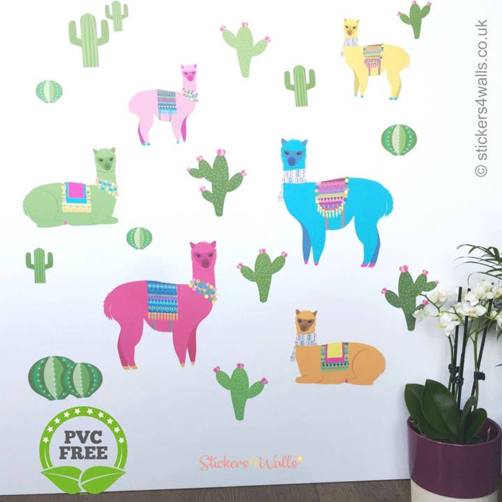Alpaca & Cactus Themed Wall Stickers - South American Peruvian Design for wholesale by FabriStick Ltd