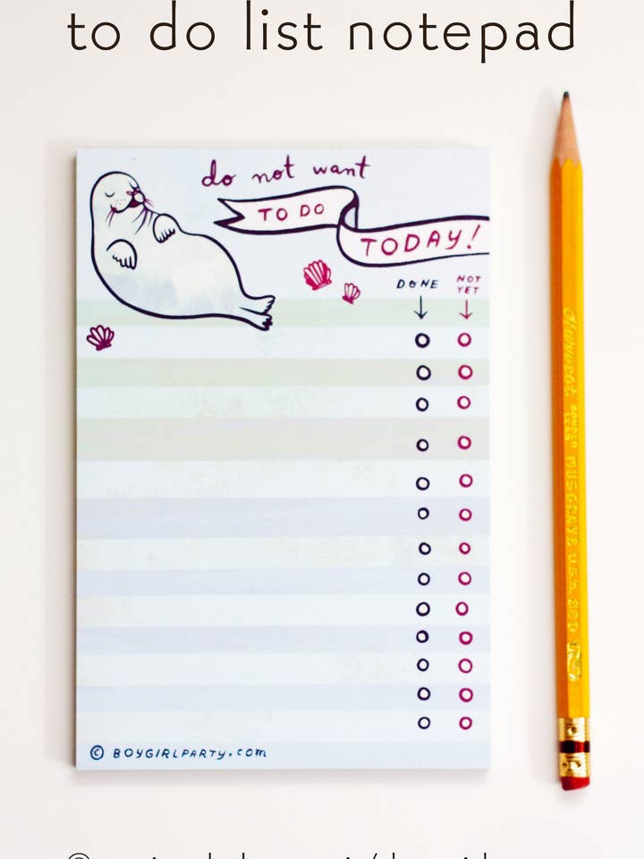 Do We To To Do List — Seal Notepad — Cadeau drôle pour homme pour la vente par Boygirlparty