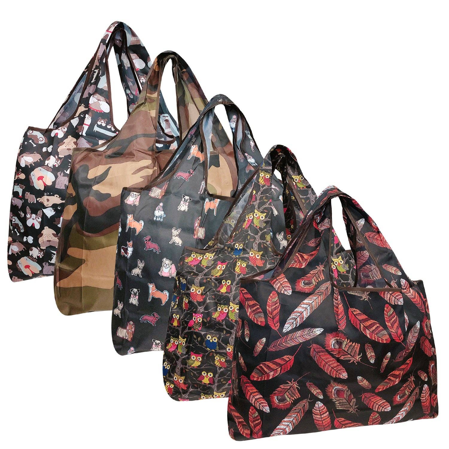 Wrapables.com - Vente Sacs de course/à provisions - Wrapables Lot de 5 grands sacs d'épicerie pliables en nylon3