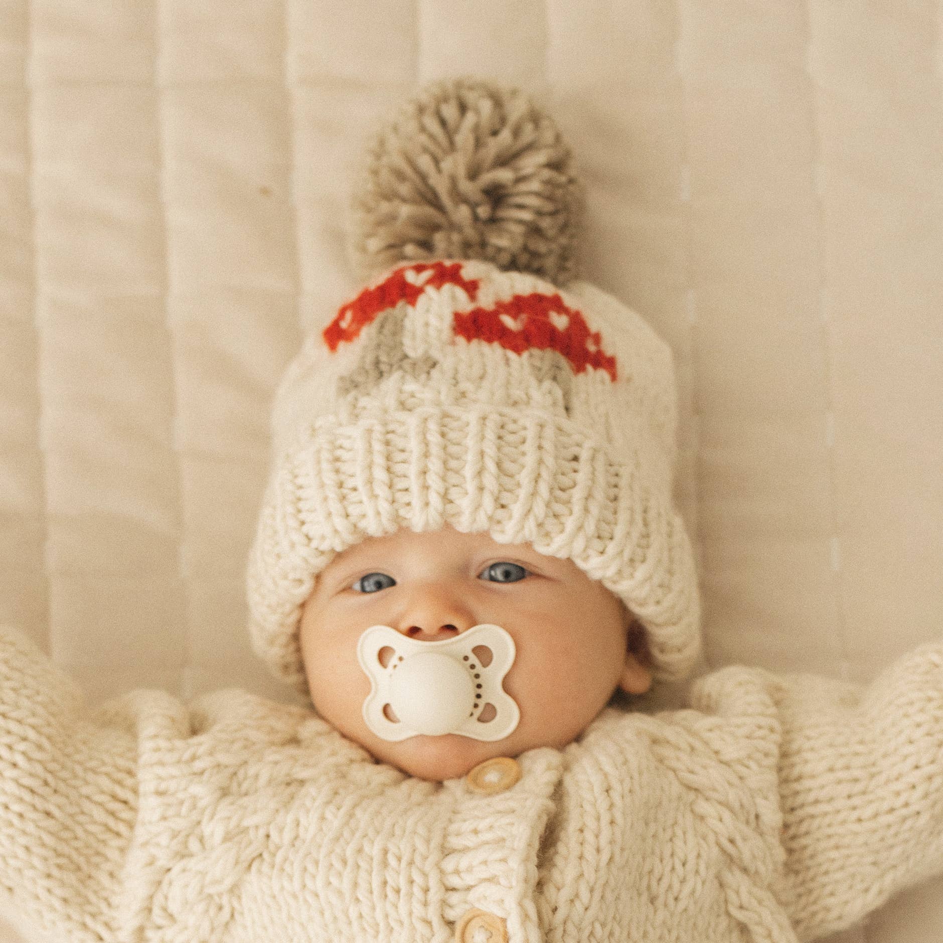 Huggalugs – wholesale Newborn/knit hat – Baby – Mushroom Natural Beanie Hat for Baby, Kids & Adults1