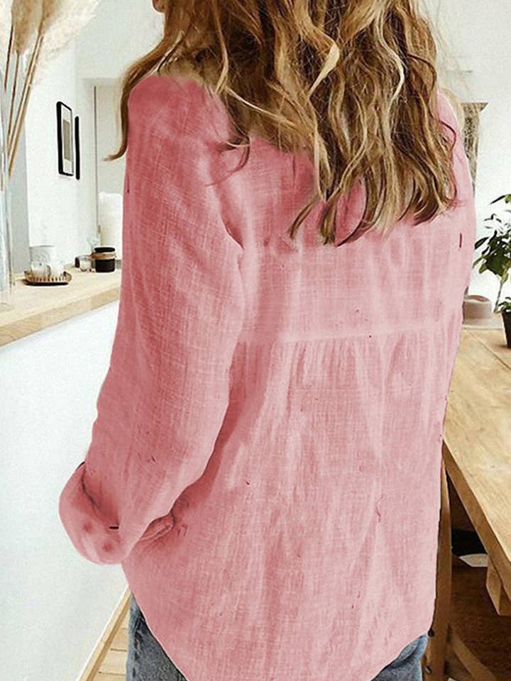 NINEXIS - Wholesale Button Down Shirt - Women's - CWTSTL1282_FALL LONG-SLEEVED LAPEL BUTTON-DOWN BLOUSE
