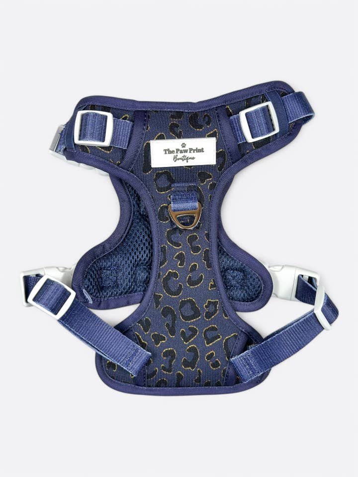 Imbracatura Avventura Paws Luxe Leopard (Navy) per la vendita all'ingrosso da parte di The Paw Print Boutique