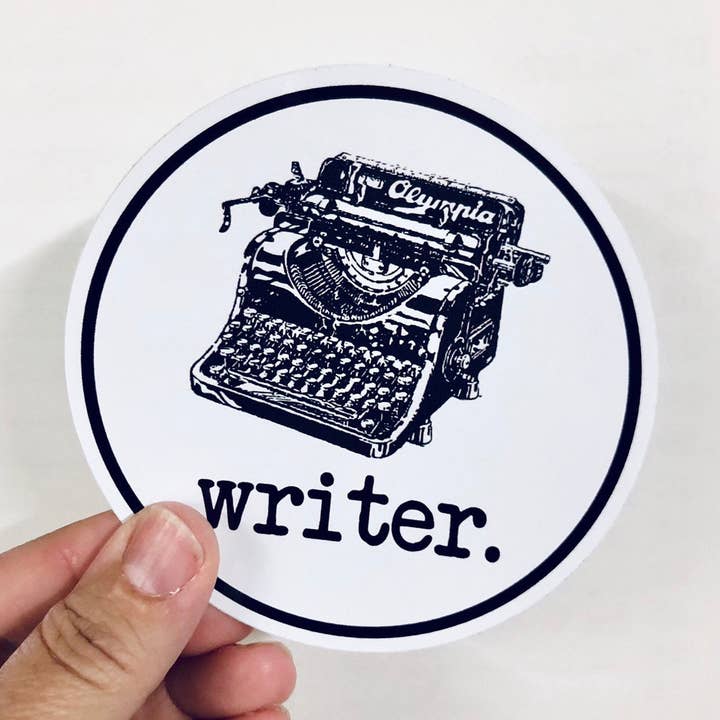 typewriter writer sticker for wholesale by Anthem Sticker Company