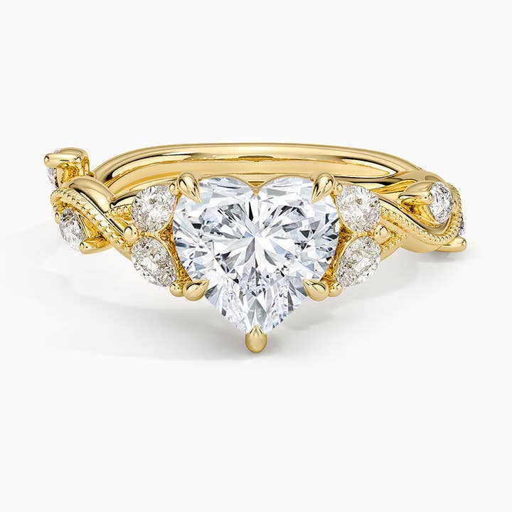 Vine Twist Milgrain Heart Lab Grown Diamond Center Engagement Ring for wholesale by Caratina