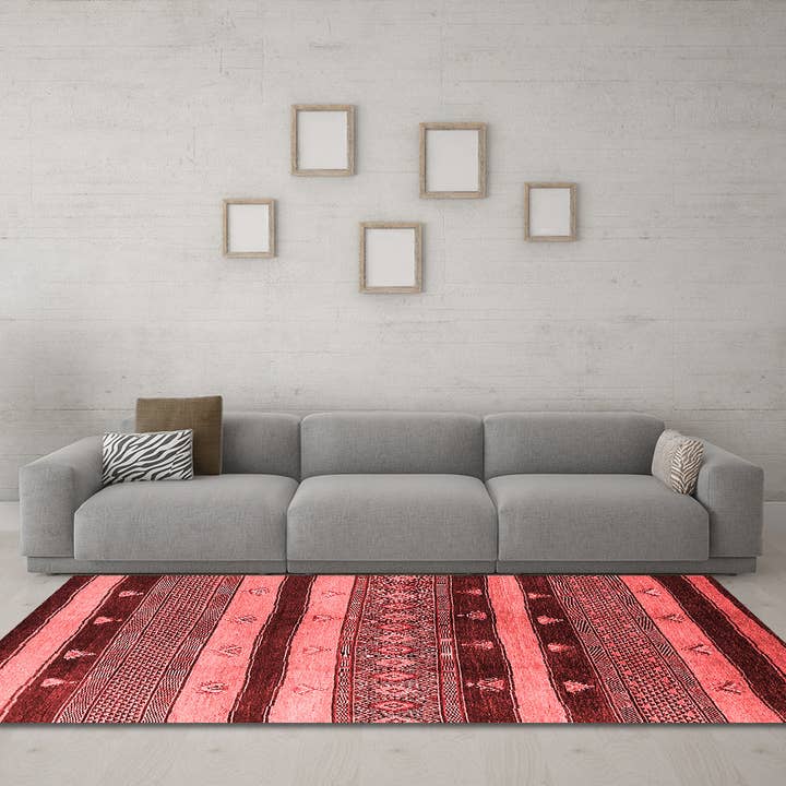 Machine Washable Solid Red Modern Area Rugs for wholesale by Ahgly