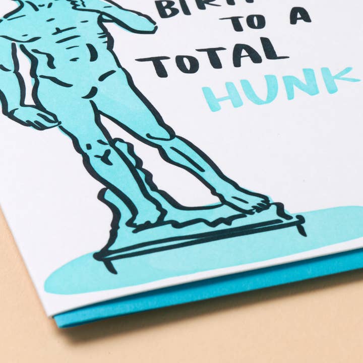 And Here We Are – postal de parabéns por atacado – Cartão de Cumprimentos Letterpress Aniversário Hunk (David) - Homens - Feito nos EUA1