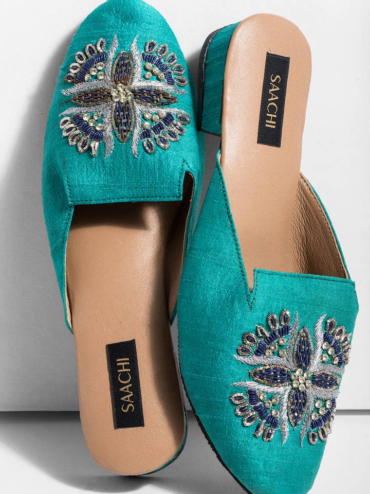 Peacock Embroidered Mule for wholesale by SAACHI