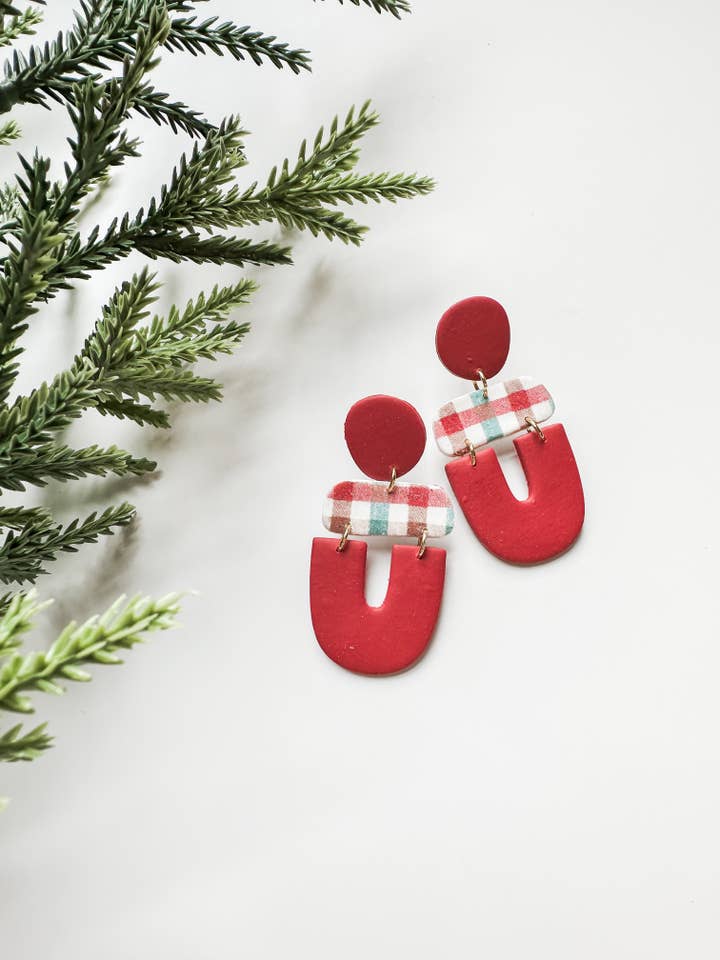 Red plaid dangles | Holiday Collection for wholesale by Gatheringwell Shop