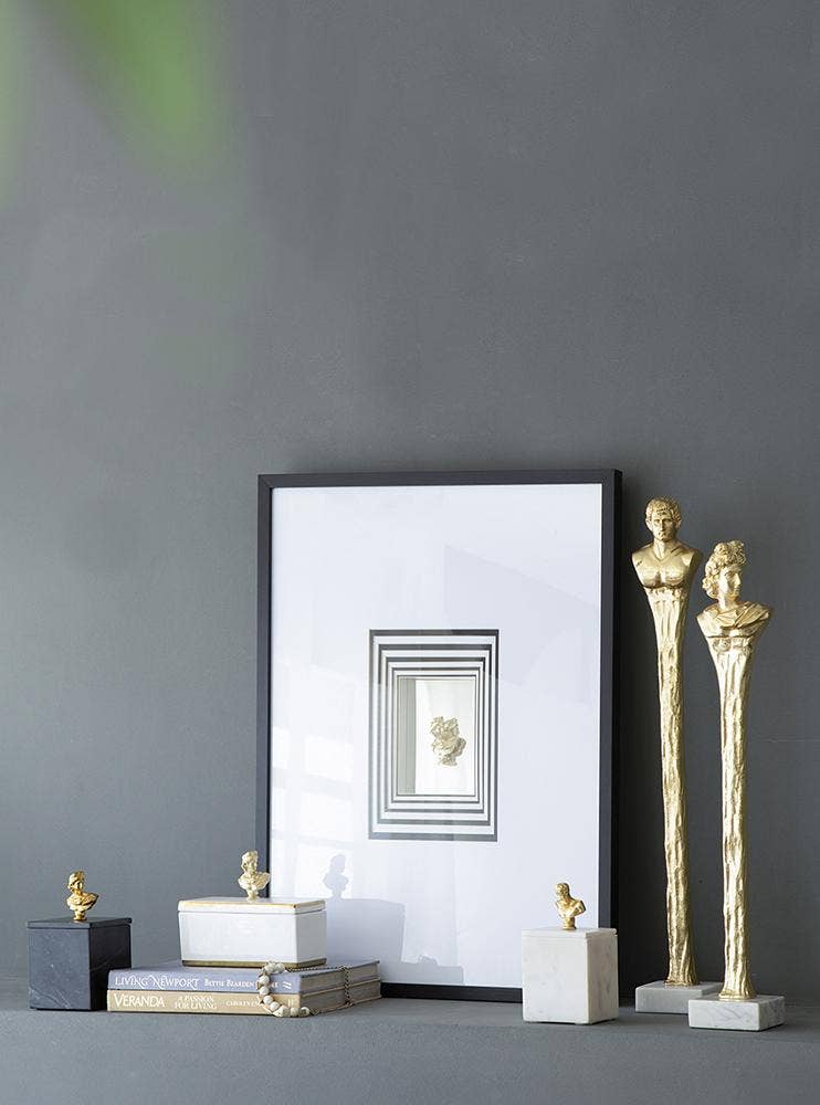 A&B Home Group Inc. - Wholesale Decorative Figurine - 5.5x5.5x32" Elongated Gold Roman Statue on White Marble Base7