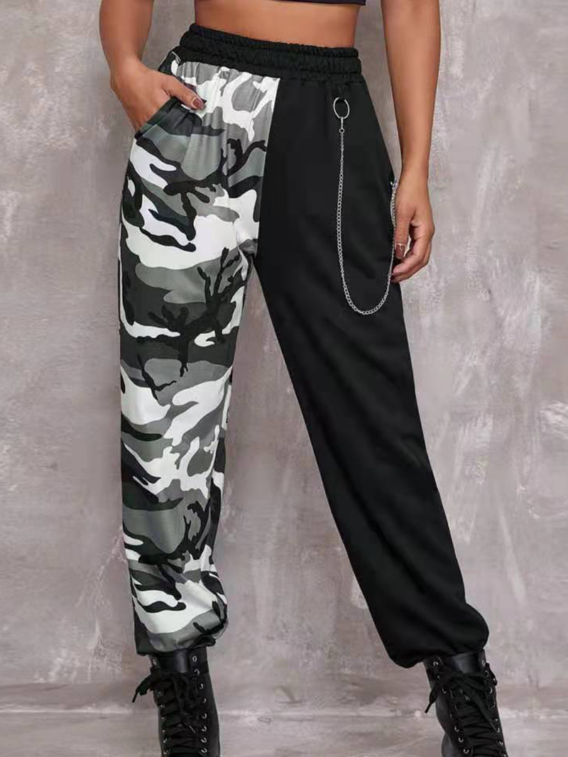 Tourtiwi - Wholesale Pants - Women's - Stitching Plaid Printed Chain Casual Pants2