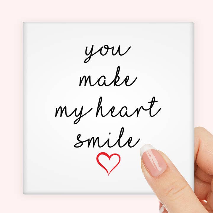 Minimalist Romantic Quote Magnet- You make my heart smile for wholesale by Fantastic Photo Magnets
