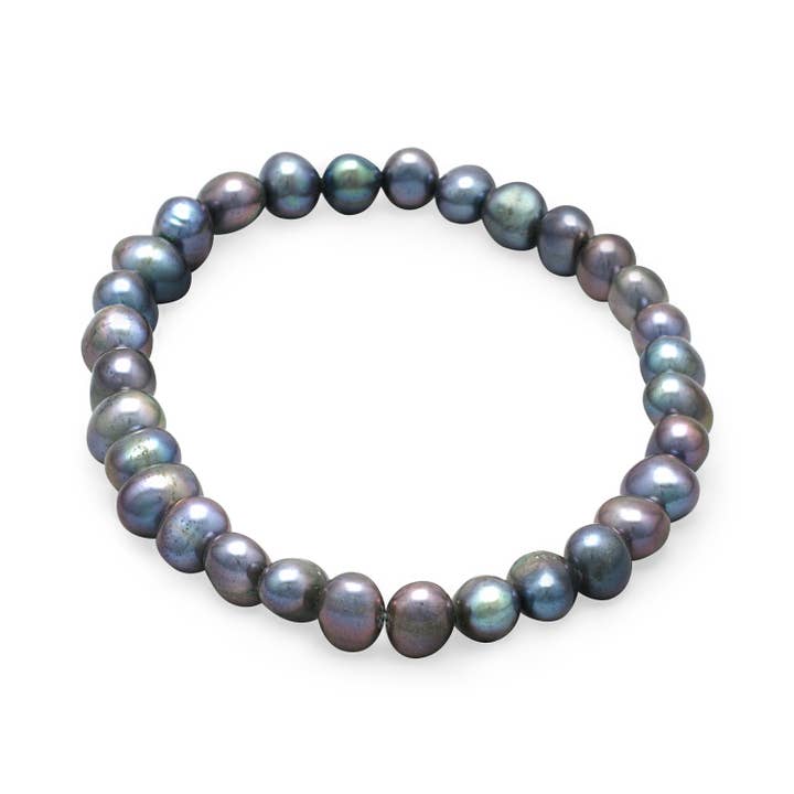 Peacock Cultured Freshwater Pearl Stretch Bracelet for wholesale by Silver Stars Collection