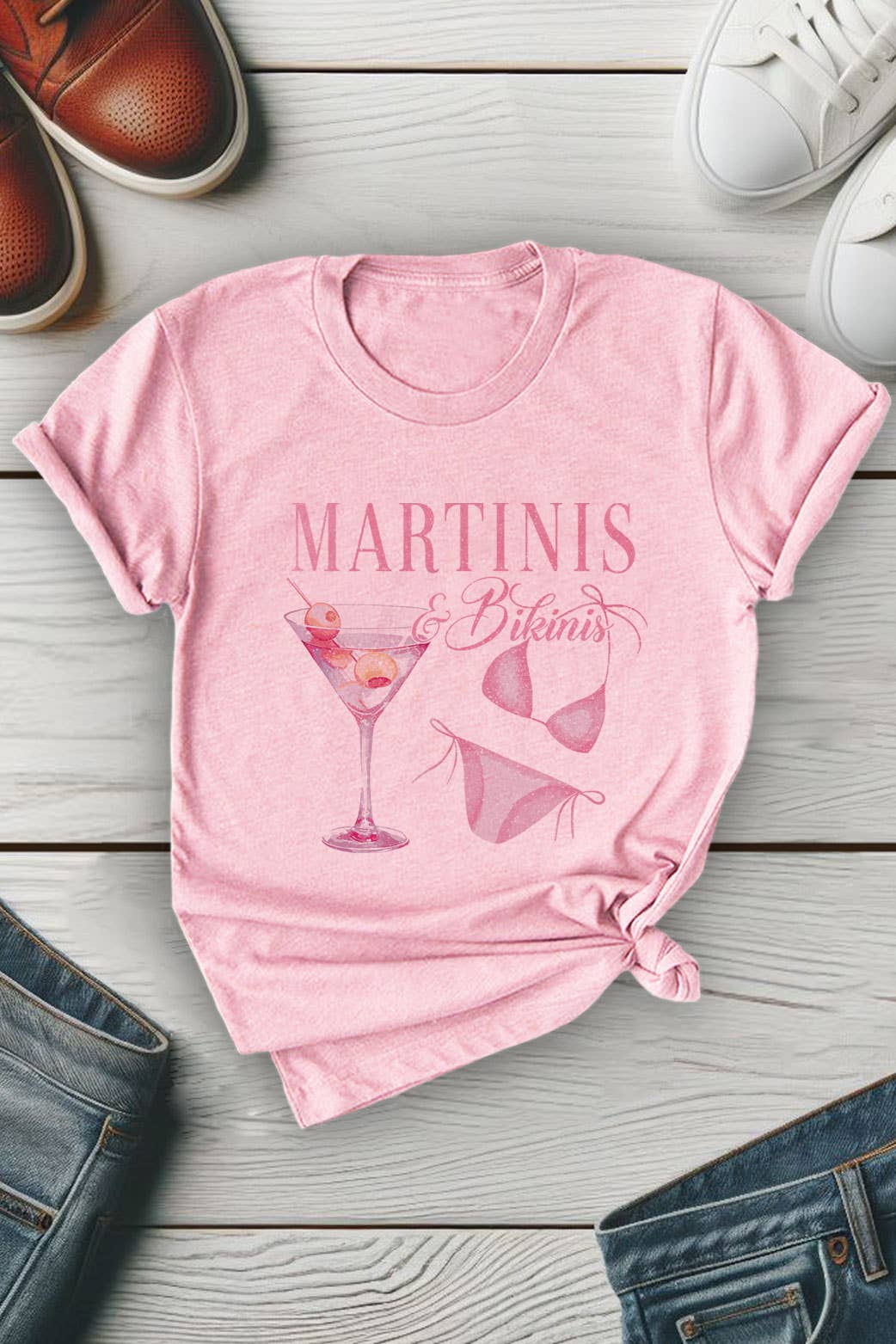 Top Avenue - Wholesale Screen Printed T-Shirt - Women's - Martinis & Bikinis, Unisex Round Neck T-Shirt4