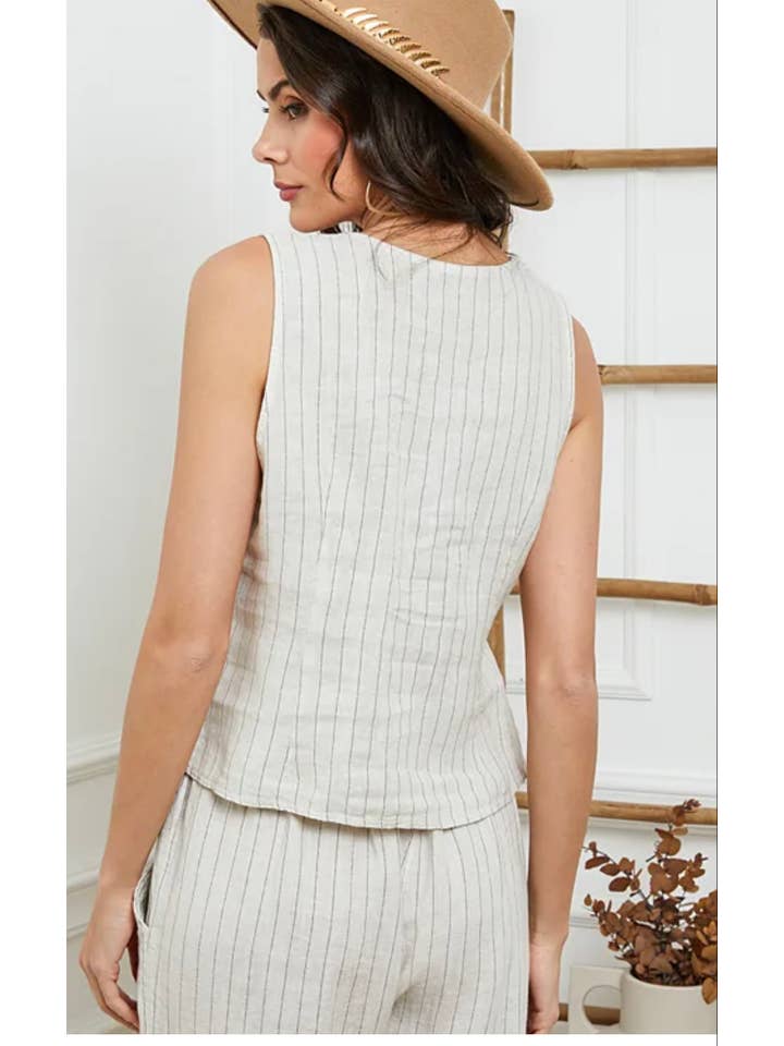 LÉA & LUC - Wholesale Button Down Shirt - Women's - Sleeveless shirt in 100% Linen REF. 517031