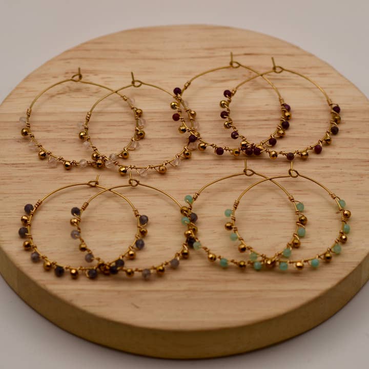 Big Speckled Glow: Hooped Earrings for wholesale by HowCharming