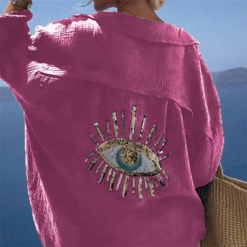 UZ Wholesale Store - Vente Chemise à col boutonné – femme - Chemise à manches longues unie4