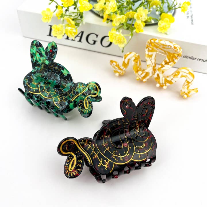 Acetate Python Hair Clip, Mamba Snake Claw Clip for wholesale by SoapElenGlen