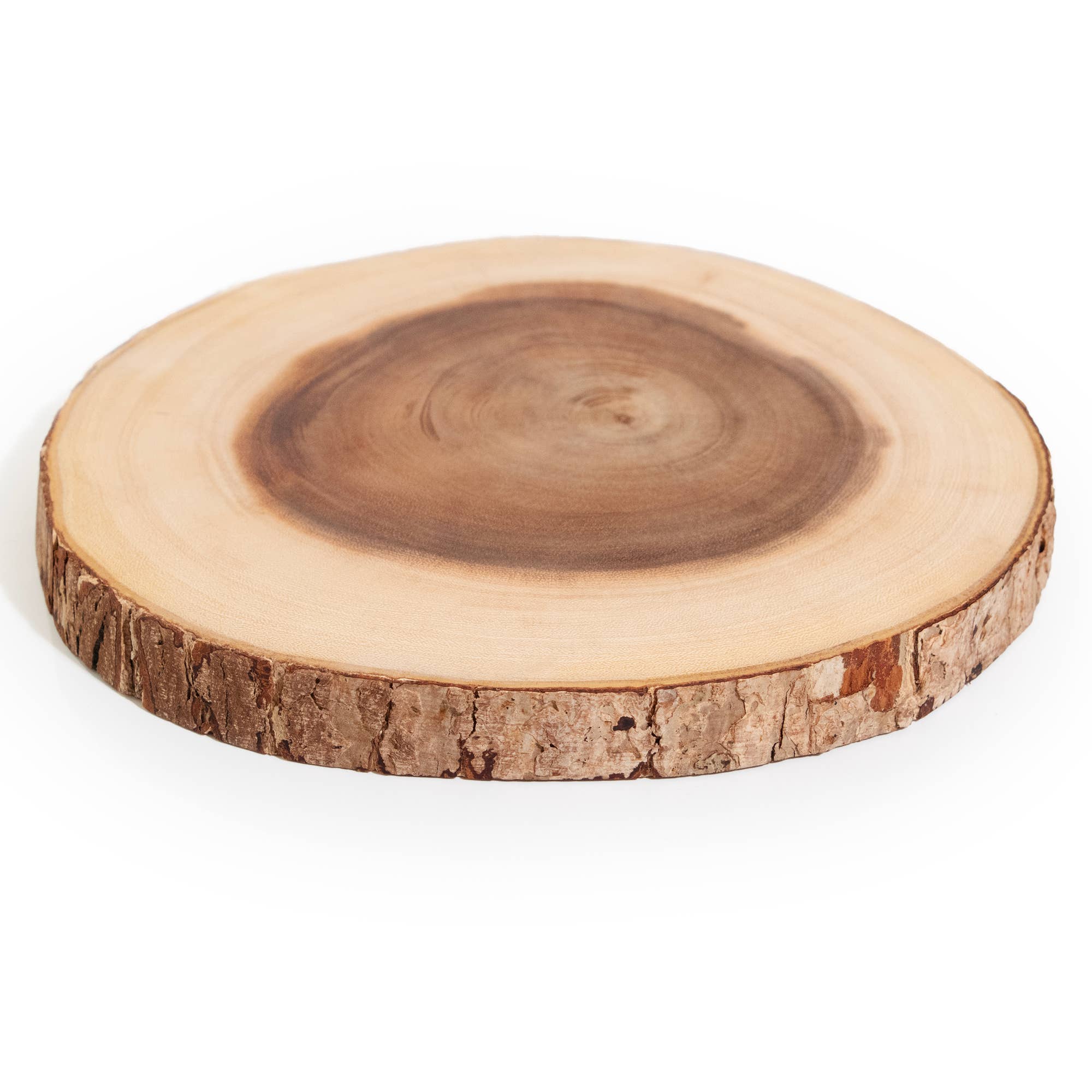 Andaluca - Wholesale Cheese Board - Bark Edge Round Teak Slice Charcuterie Board: 10-12"3