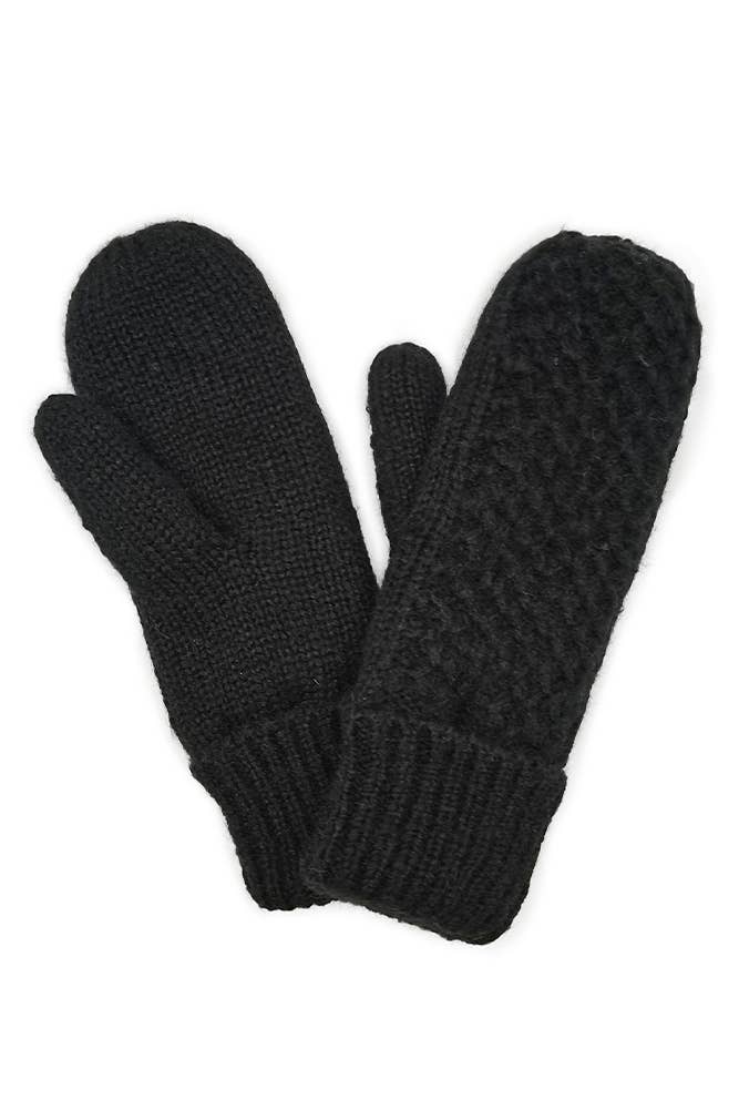 Hana - Wholesale Mittens - Women's - Sherpa Lining Cable Solid Knit Mittens1