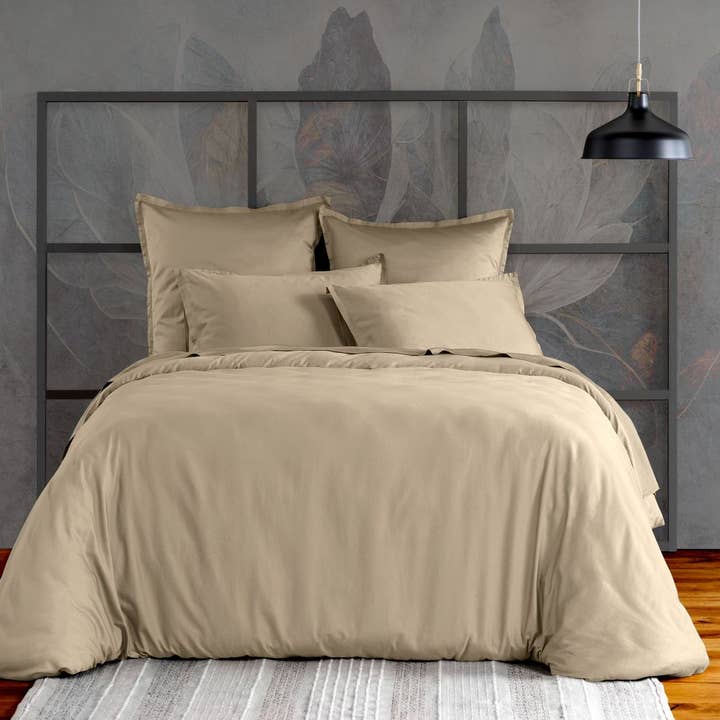 Housse de couette 240x260 cm Satin de Coton Beige pour la vente par Housse De Rêve