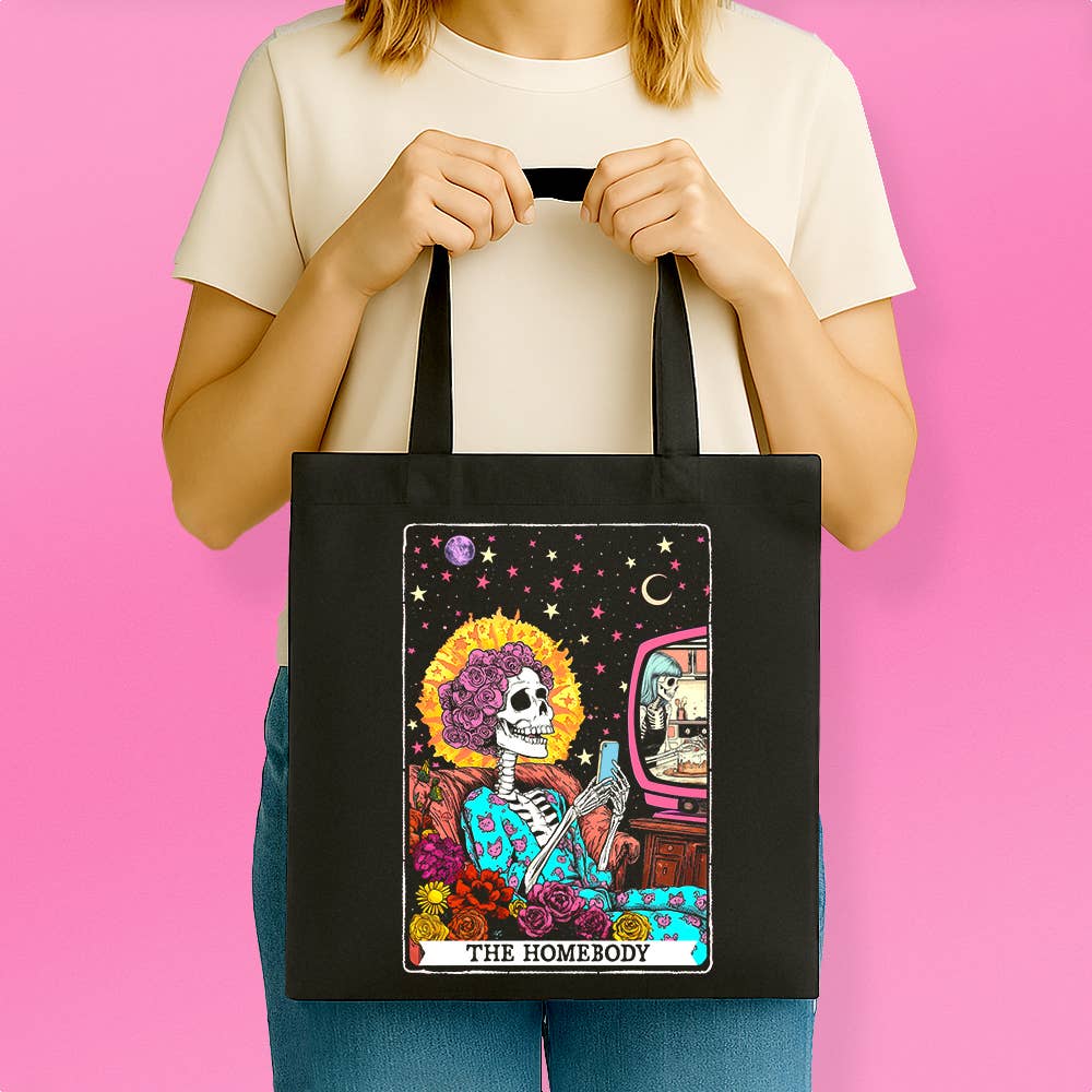 Loftipop - Vente Tote bag – femme - Le sac fourre-tout Homebody Tarot, cadeaux pour introvertis antisociaux1