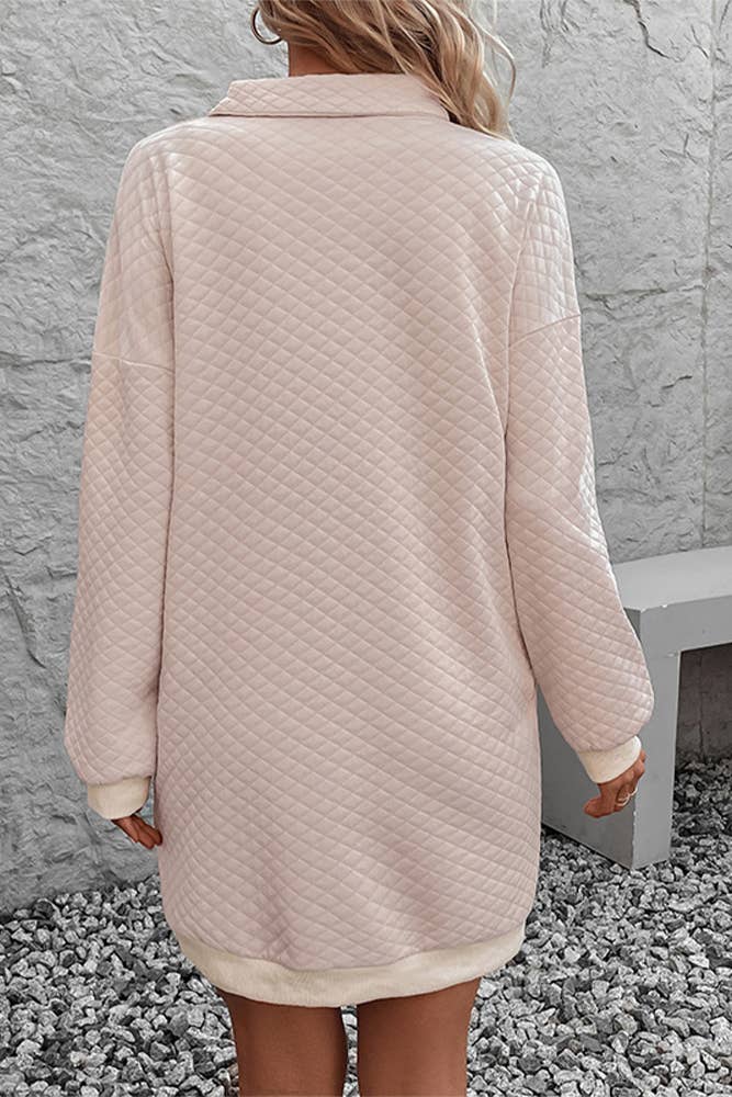 Apricot V Neck Quilted Sweatshirt Dress BFZY789 for wholesale on Faire3