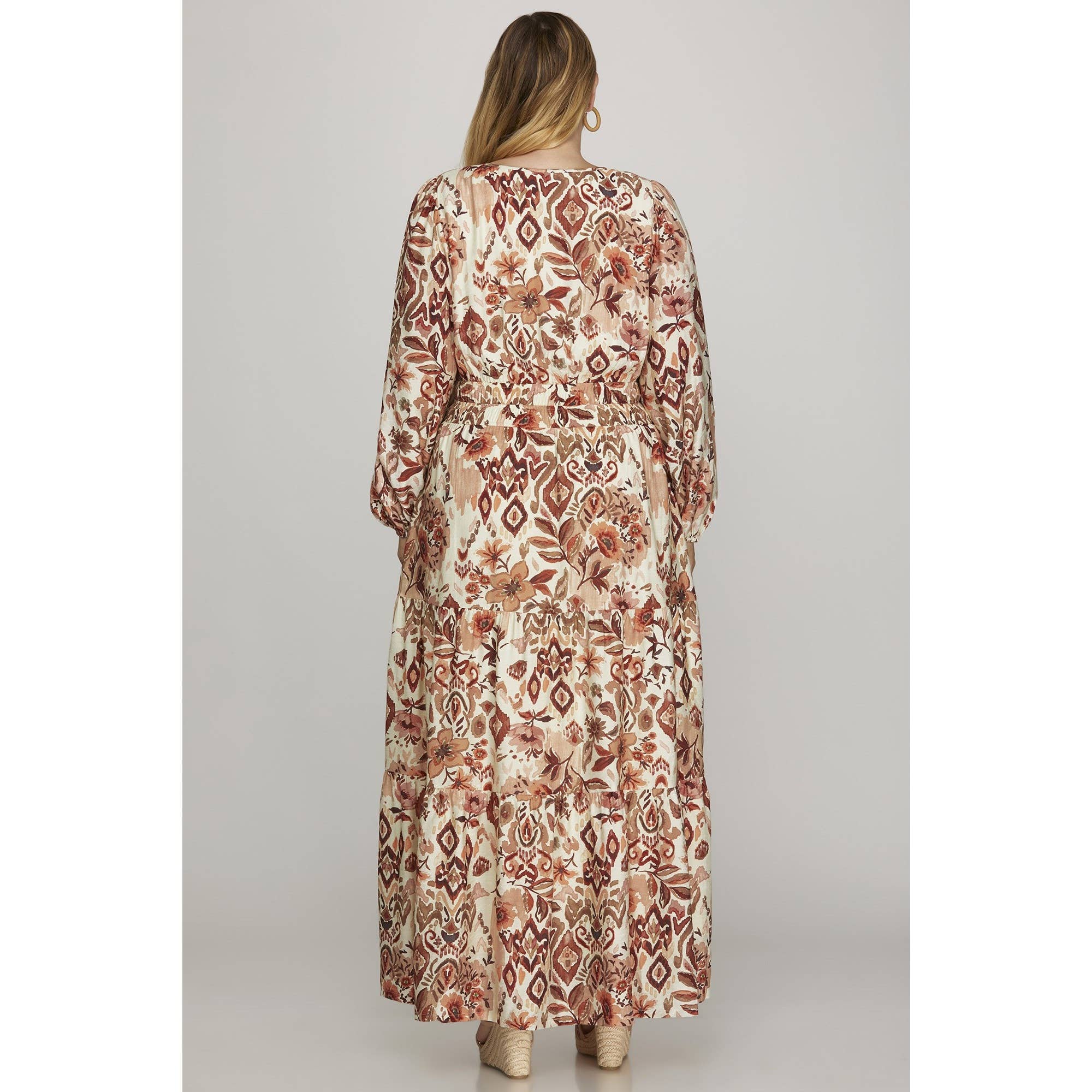 STYLE USA - Wholesale Dress - Women's - PLUS WOVEN PRINT TIERED MAXI DRESS2
