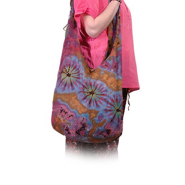 MEDIUM TYE DYE COTTON PEDDLER BAG for wholesale by Gypsy Rose