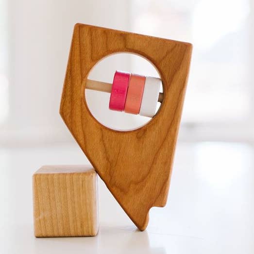 Nevada State Wooden Baby Toy Rattle - Customize Your Colors for wholesale by Bannor Toys