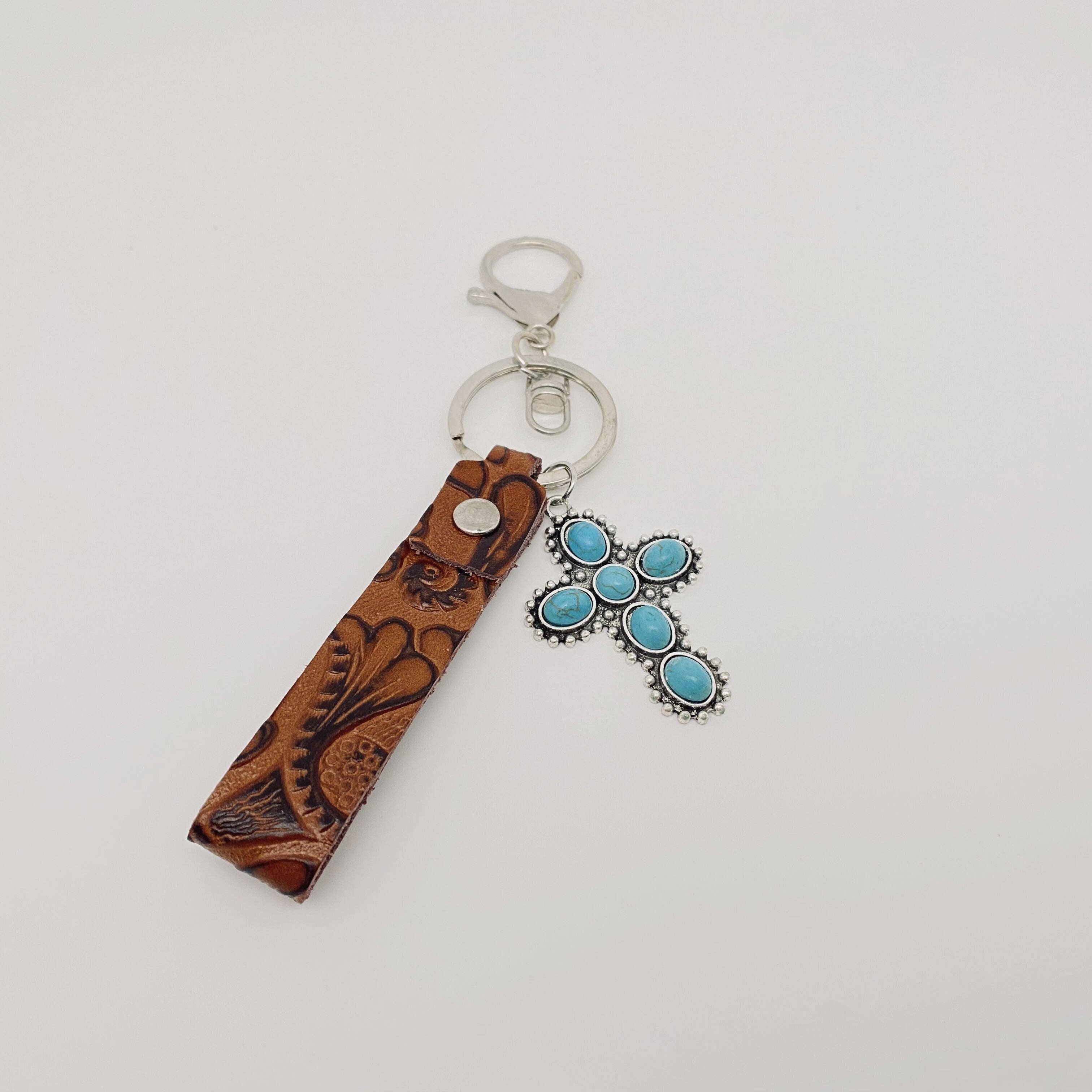 Mio Queena – wholesale Keychain – Women's – Leather Western Style Turquoise Pendant Keychains  - WJ1