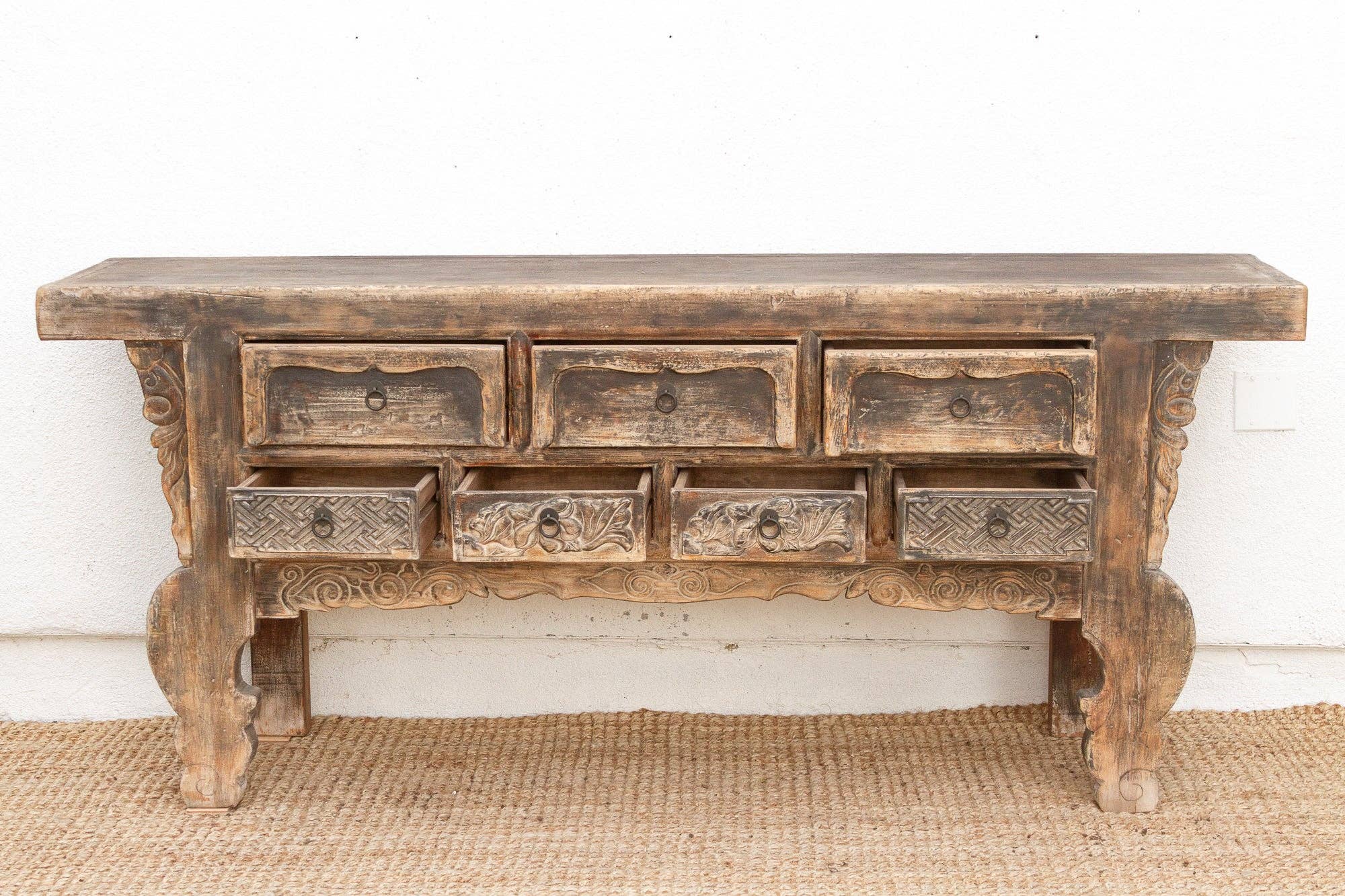 De-cor - Wholesale Console Table - Oriental Sanctuary, Antique Carved Altar Table4
