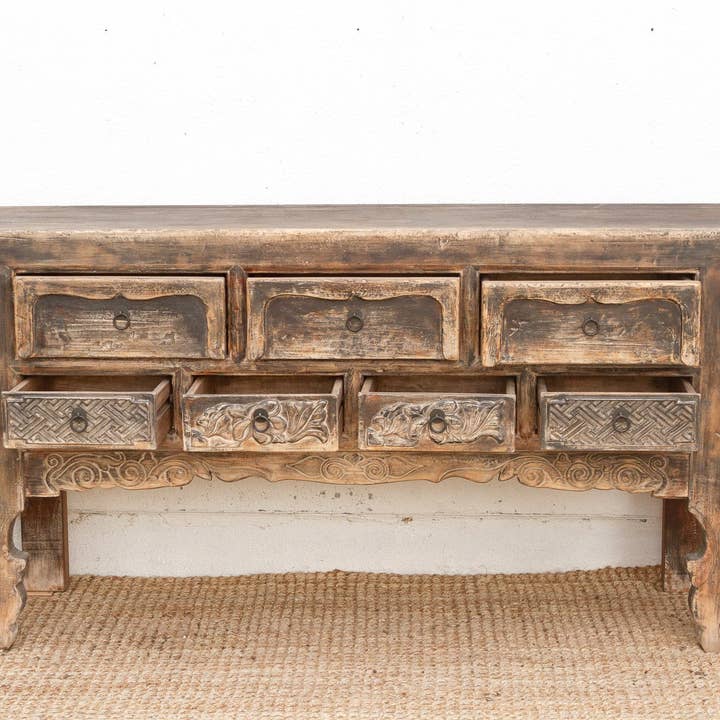De-cor - Wholesale Console Table - Oriental Sanctuary, Antique Carved Altar Table4