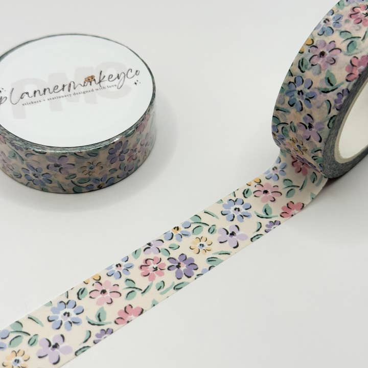 Ruban Washi Fleurs Sauvages Fantaisie | 15 mm pour la vente par Plannermonkeyco
