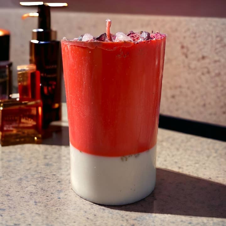 Love & Lust Candle | Herbal Crystal Candle for Passion for wholesale by Nibiru Beauty LLC