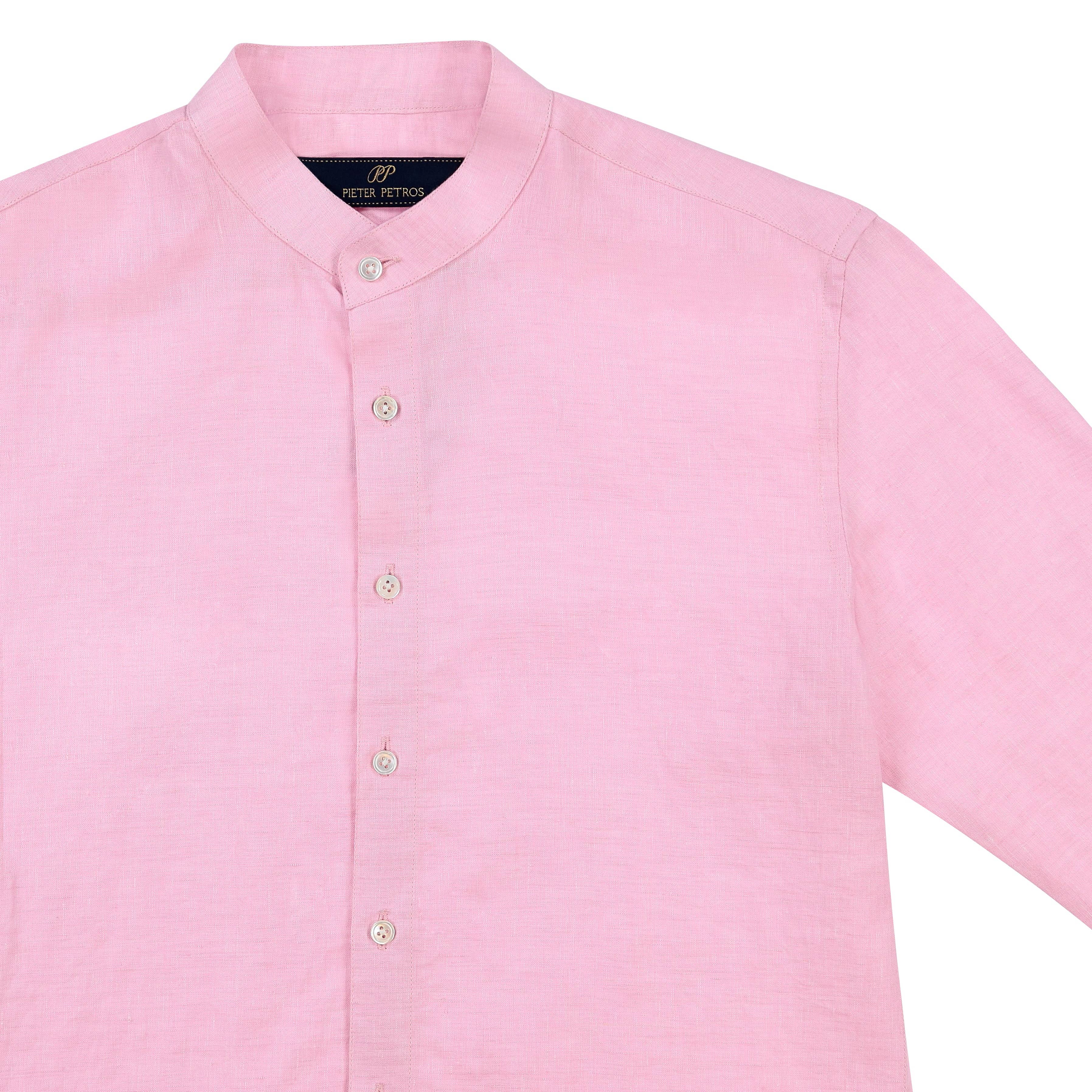 PIETER PETROS - Wholesale Button Down Shirt - Men's - Male Linen Shirt - Pink2