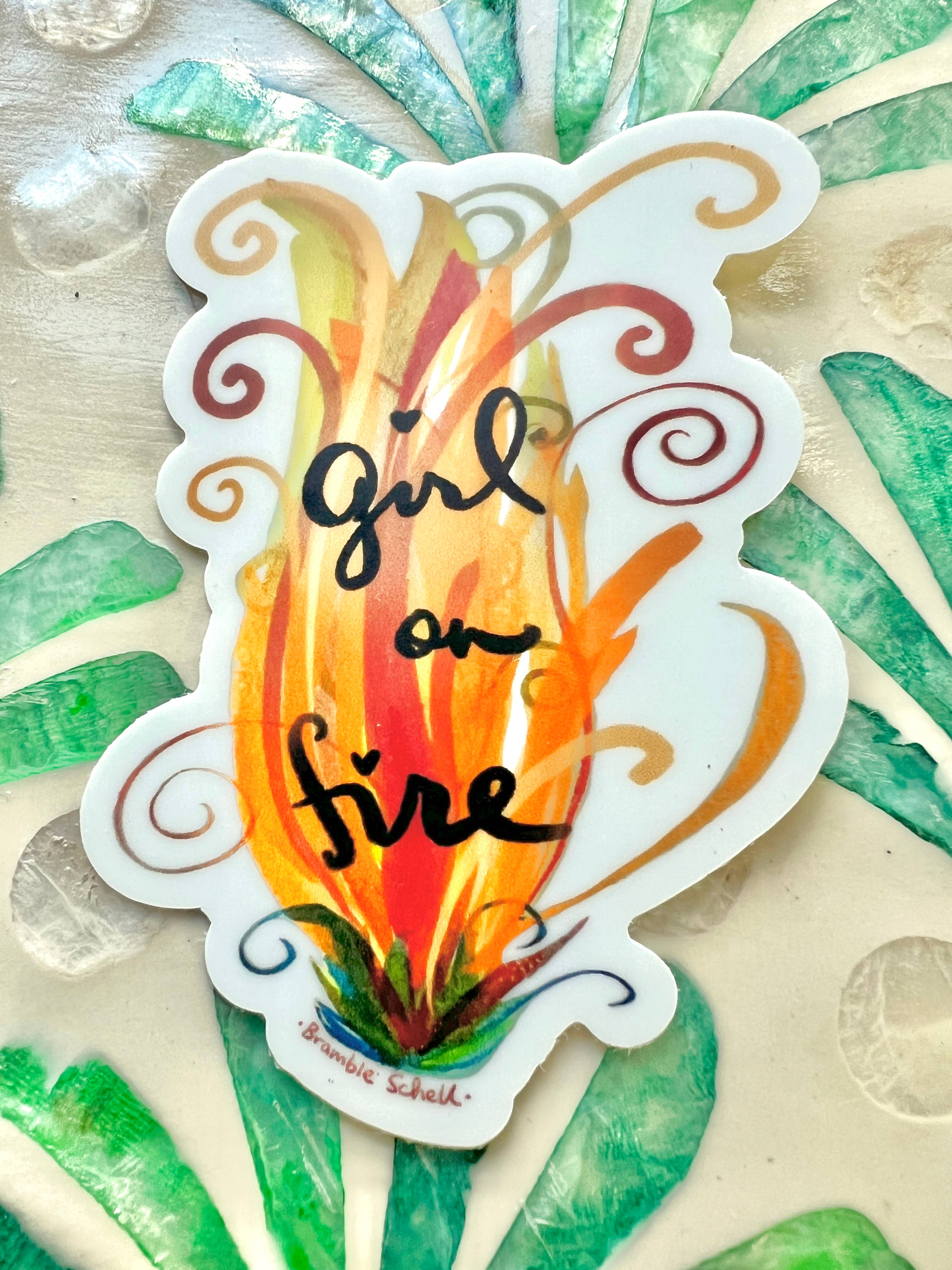 Bramble Schell Studio - Wholesale Sticker - Girl on Fire Vinyl Sticker3