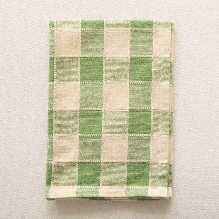 Check Woven Cotton Napkin Leaf Green 45X45 for wholesale by Mahe Homeware