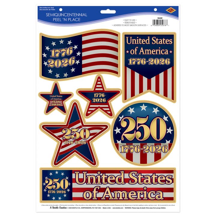 Semiquincentennial Peel 'N Place, 30,5 cm x 43,2 cm per la vendita all'ingrosso da parte di Beistle