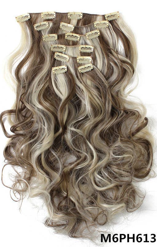 BrookPark Beauty – Großhandel Extensions – 7-teiliges Clip-In-Set für lange, lockige, hochtemperaturbeständige Seidenperücken6