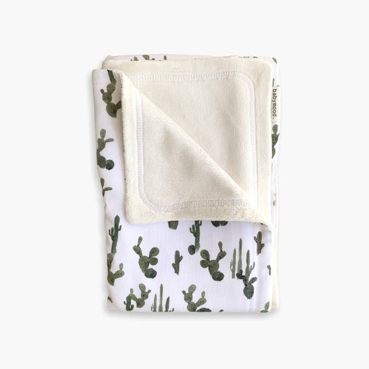 Kaktus Tvåsidig Babyfilt Bamboo & Minky | Kaktus för wholesale på Faire