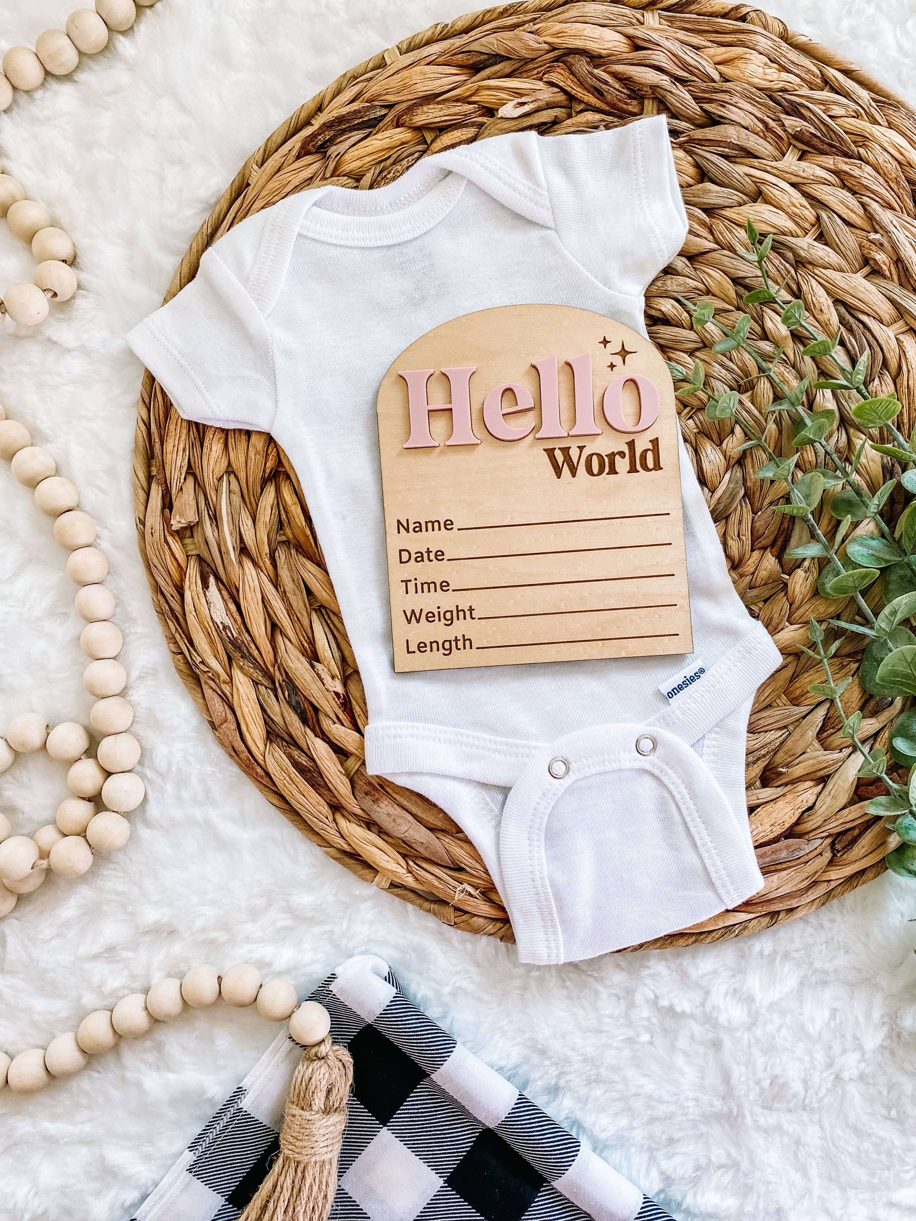 Claire and Bella - Wholesale Milestone Art/Keepsake - Kids & Baby - Hello World Birth Stat Sign3
